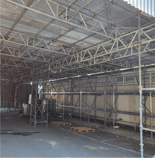 Image of process for job done at sure temporary fibre factory by Apex roofing and scaffolding